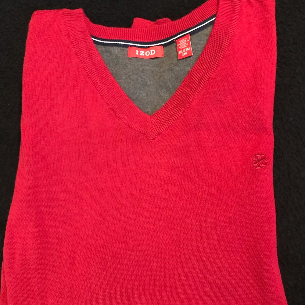 Izod 2X Red V Neck Sweater Vest